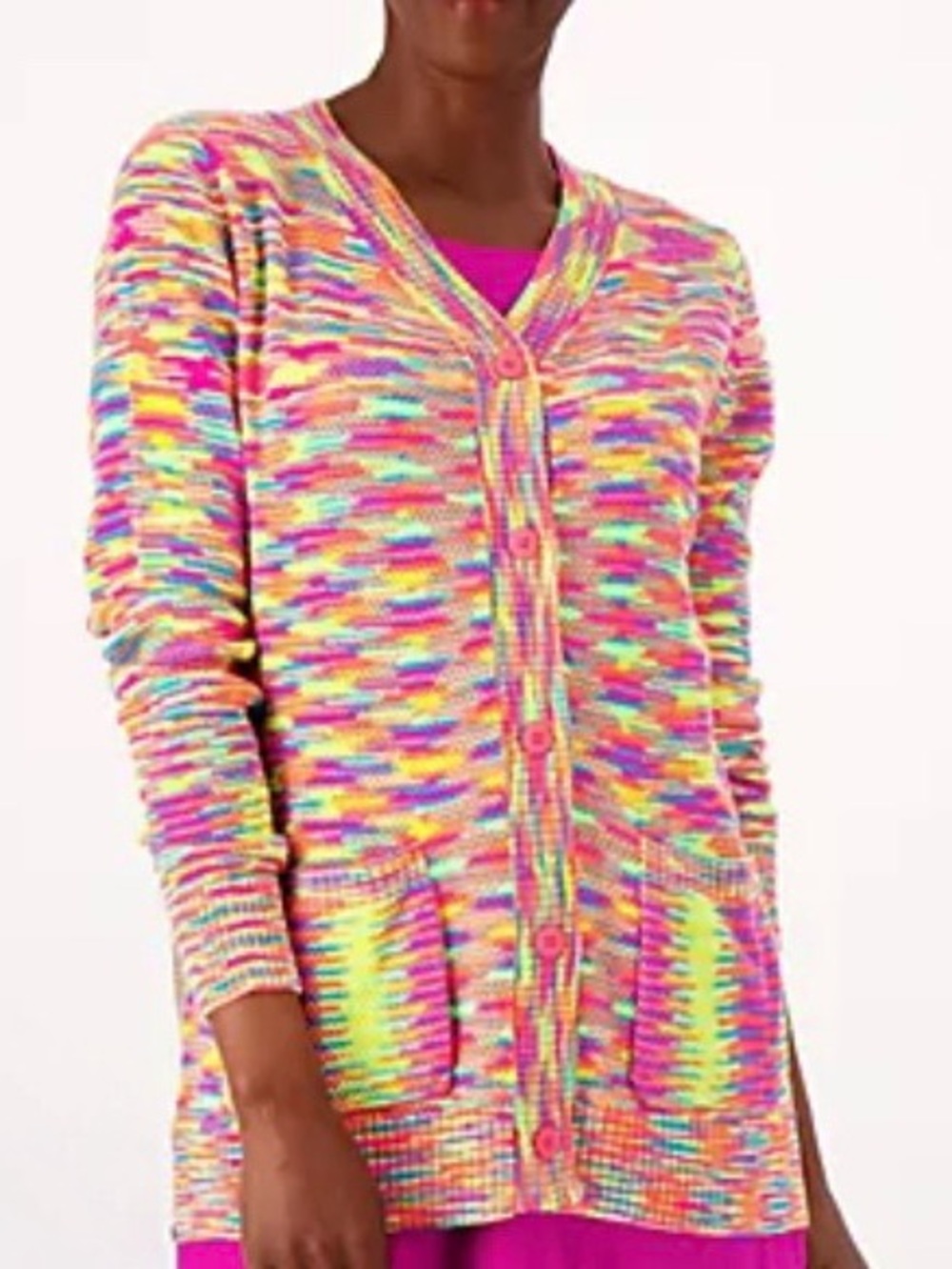 Logo by Lori Goldstein Colorful Button Front Women’s Cardigan Sweater / XL